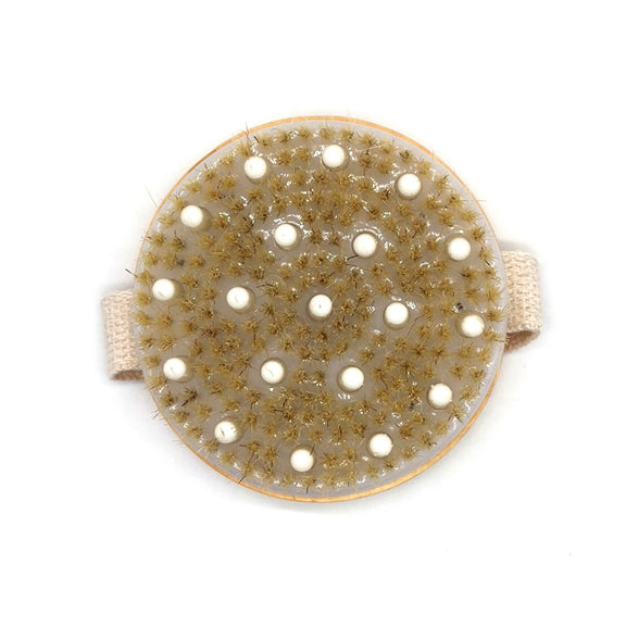 Body Brush Rubber Massager with Lotus Wood Grip