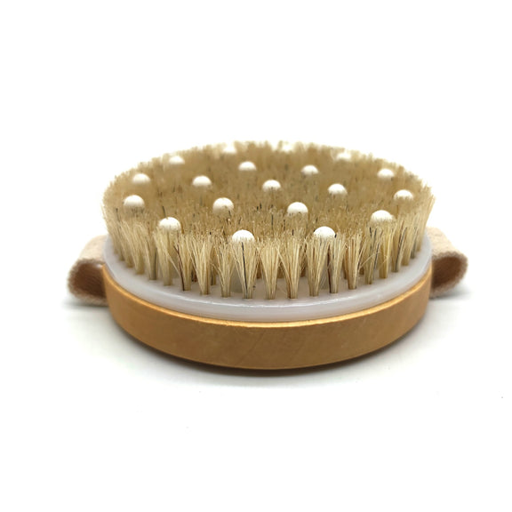 Body Brush Rubber Massager with Lotus Wood Grip