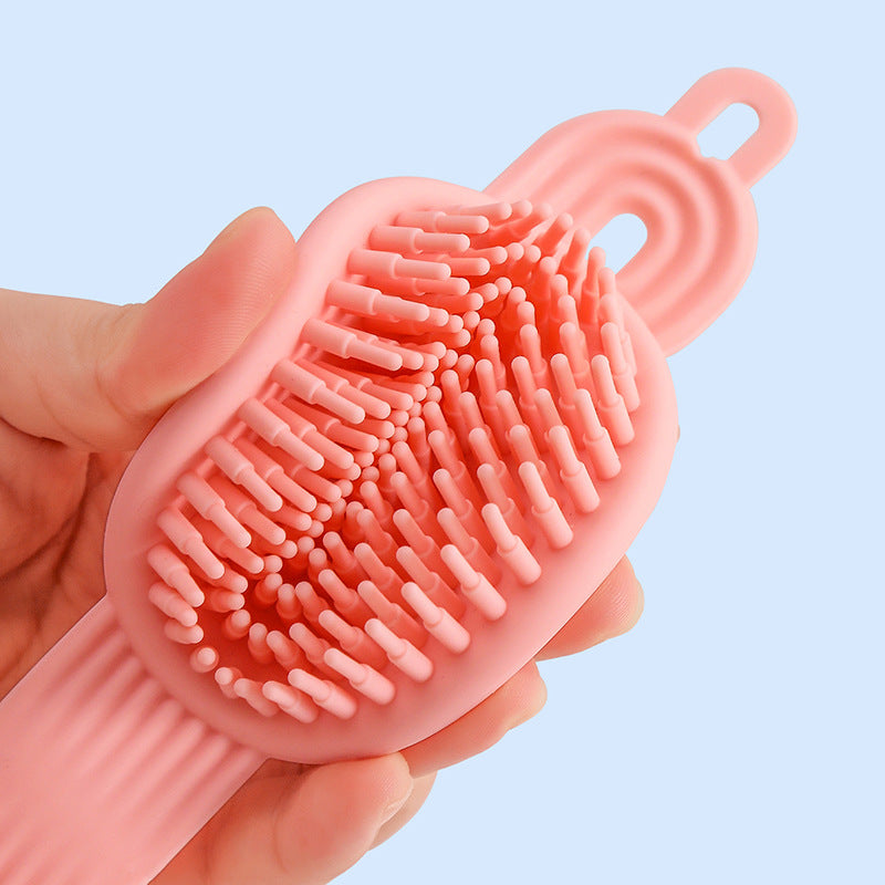 Soft Adhesive Double-Sided Hair Brush Massager for Adults and Children (Pink)