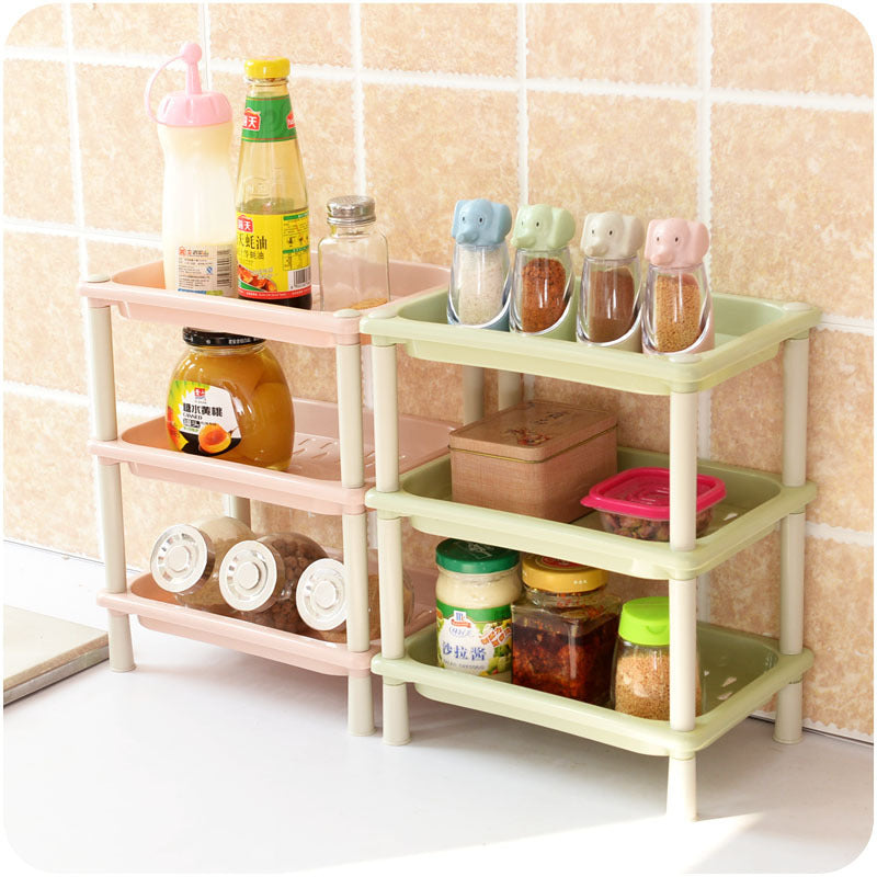 3 Layer Kitchen Toilet Rack Bathroom Floor To Ceiling Plastic Storage Rack Finishing Rack