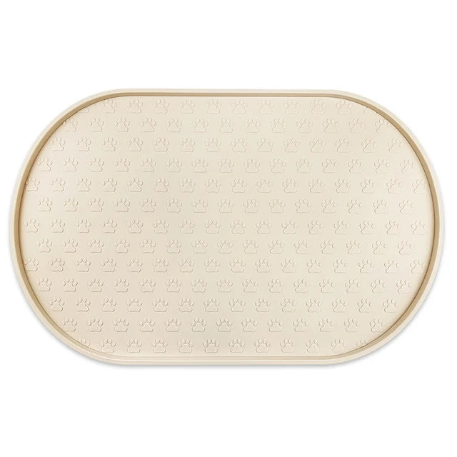 Silicone Round Pet Feeding Mat, Easy to Clean Non-Slip Dog Cat Mat, Small (Beige)