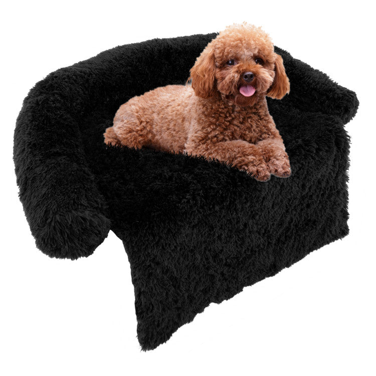 Dog Couch Plush Anti-Slip Bottom, Black, Small