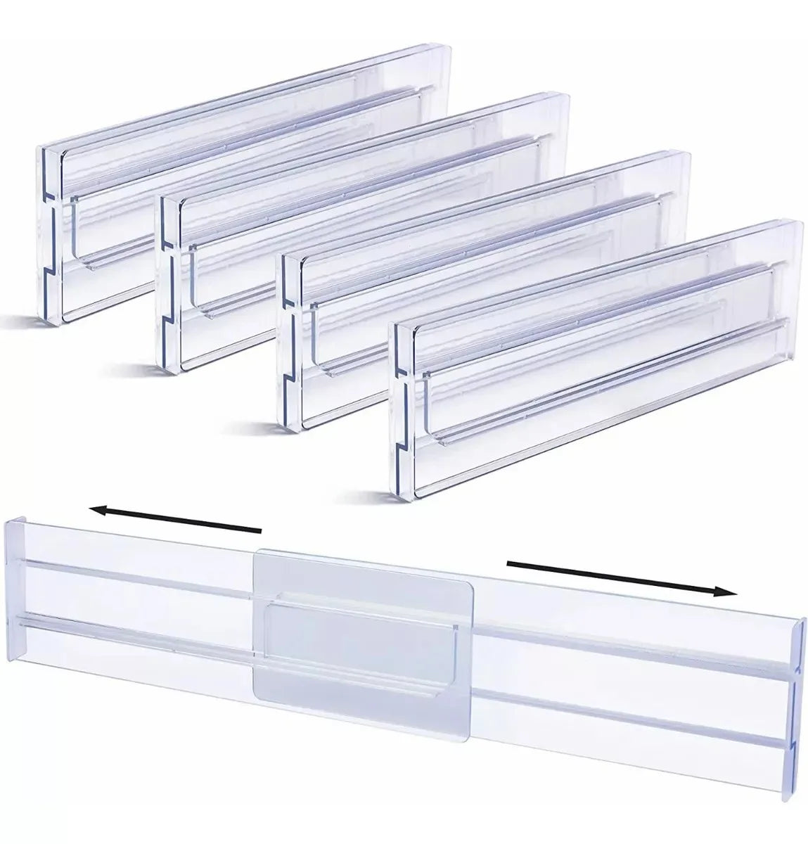 Drawer Dividers Organizers 4 Pack, Adjustable Expandable from 27.5-52cm 8CM High Kitchen Drawer Organizer