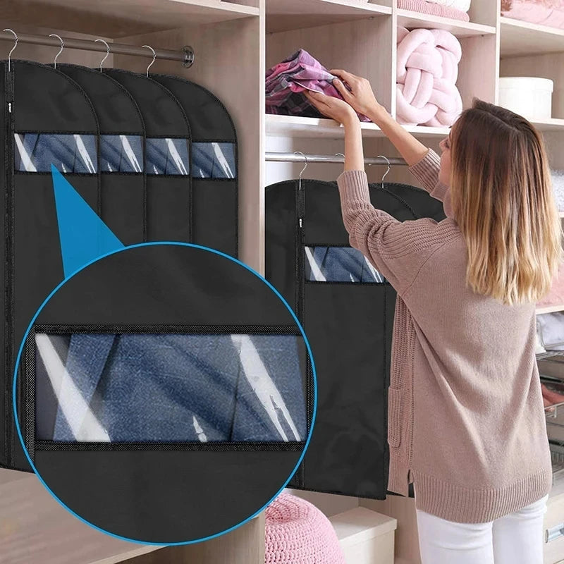 Dustproof Clothing Covers 2 Pack Waterproof Clothes Dust Cover Coat Suit Dress Protector (60 X 100CM)