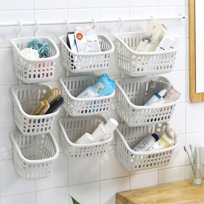 Household Hook Storage Basket Kitchen Hanging Basket for Bathroom Storage,