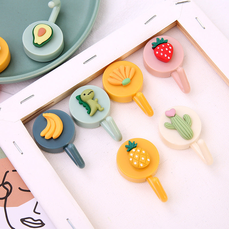 Cute Cartoon Hook Kitchen 1 Piece, Nail-Free Wall Hanging Hook Rear Coat Hook Seamless Adhesive Hook