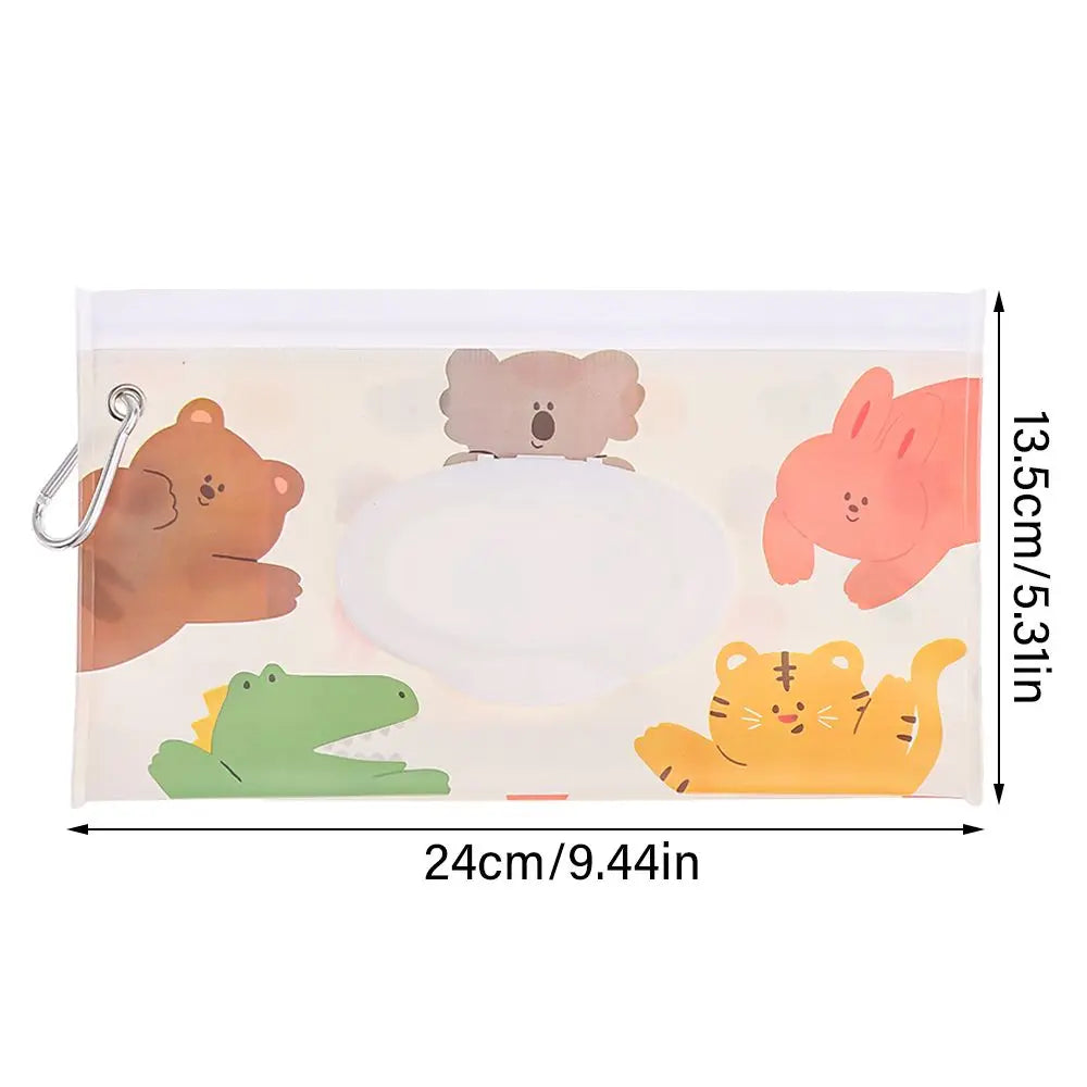 Baby Wet Wipe Pouch Portable Holder Case Flip Cover Snap-Strap Reusable Refillable