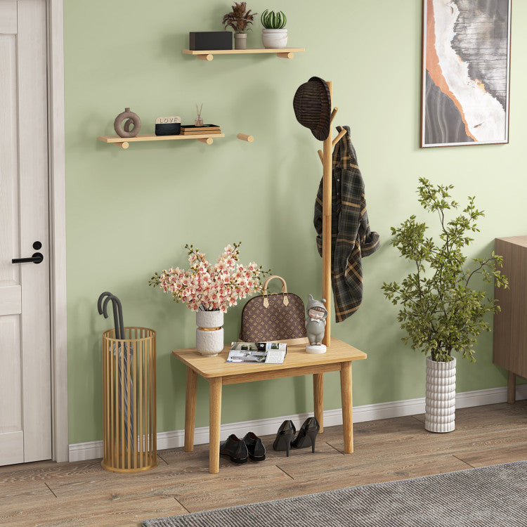Wooden Side Table with Integrated Coat Rack