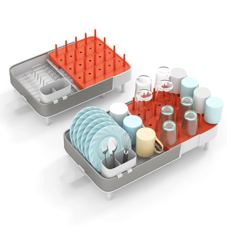 Expandable Dish Drying Rack Adjustable Dual-Part Dish Drainer
