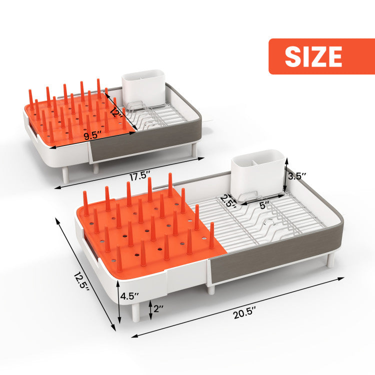 Expandable Dish Drying Rack Adjustable Dual-Part Dish Drainer