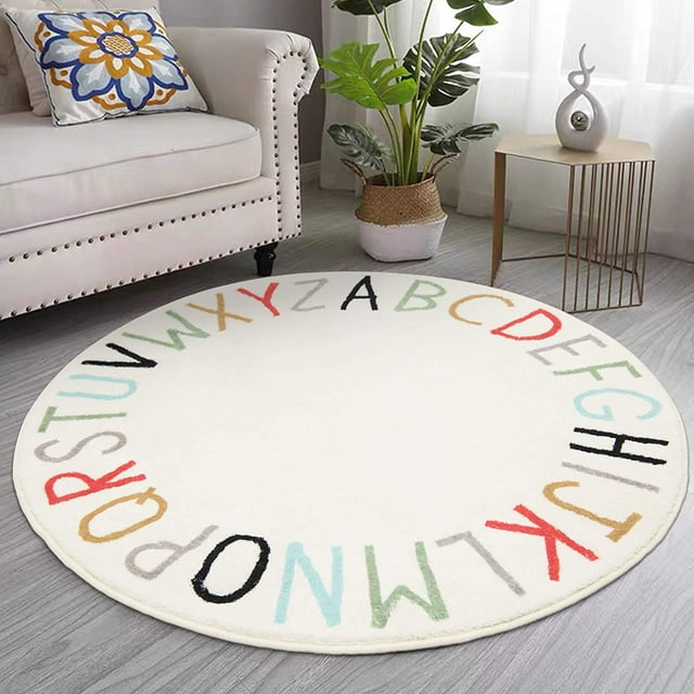 Play Mat 4' Round for Kids Non-Slip 0.4" Thickness Floor Area Rug