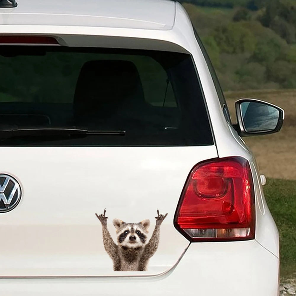 Funny Rocking Raccoon Car Sticker Decal Animal Raccoon Auto Vehicle Bumper Window Windshield Vinyl Decor