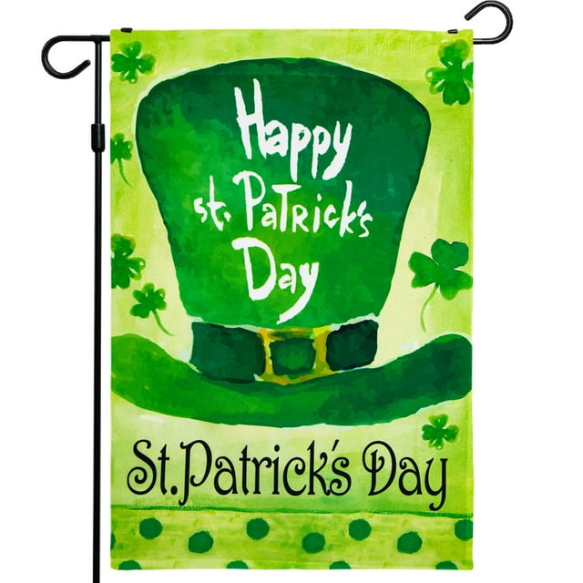 St Patrick's Day Garden Flag Leprechaun Hat Seasonal Outdoor Flag (12" x 18")