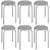Stackable Multifunctional Daisy Design Backless Round Metal Stool Set 6-Pack, Gray
