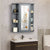 Wall Mount Bathroom Single Door Shelves Cabinet with Mirror, Gray