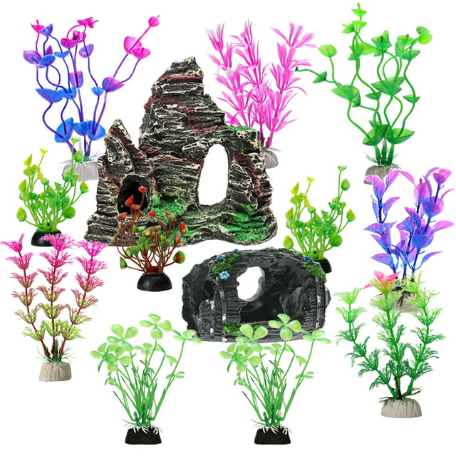 Aquarium Decorations Rock Plants, 13 Pieces Fish Tank Accessories