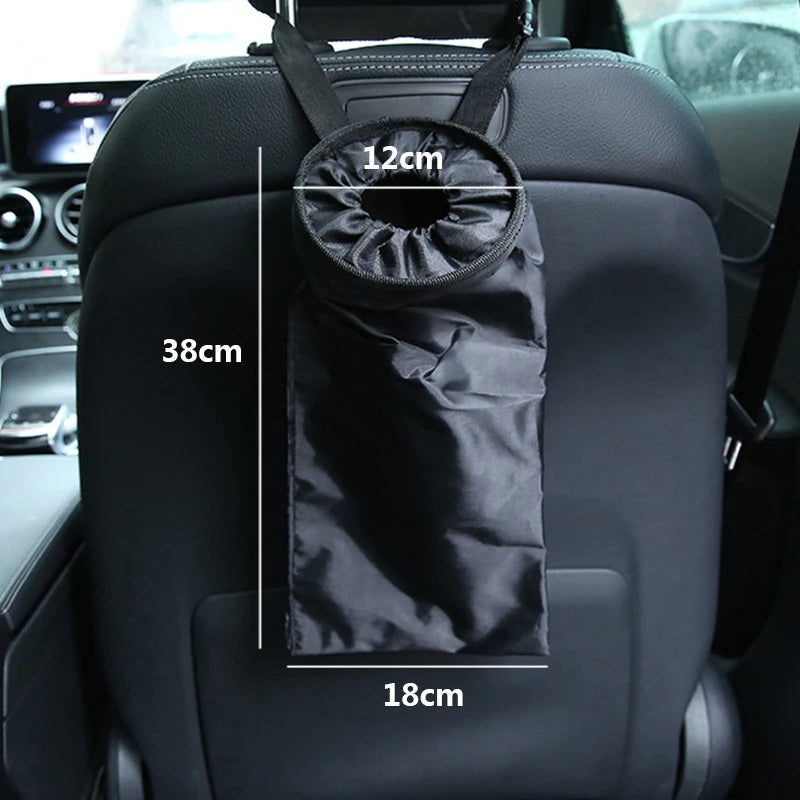 Car Seat Back Trash Can Hanging Organizer Car Storage Bin (Black)