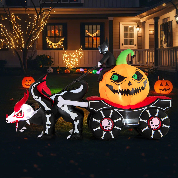 Inflatable LED Halloween Carriage with Skeleton Dragon