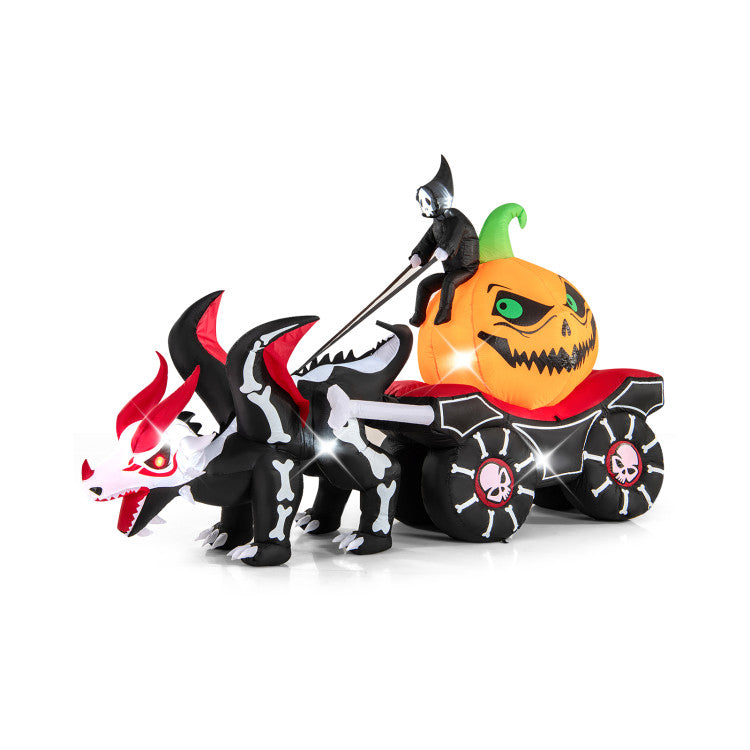 Inflatable LED Halloween Carriage with Skeleton Dragon