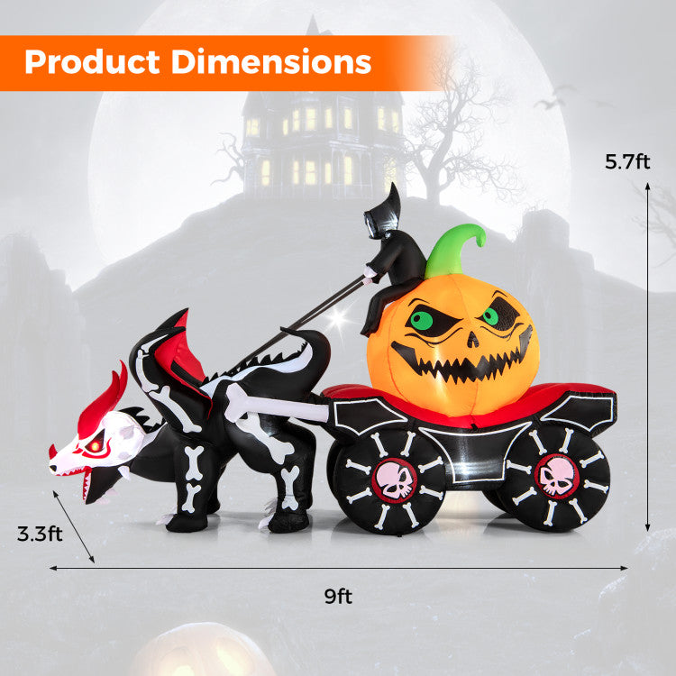 Inflatable LED Halloween Carriage with Skeleton Dragon
