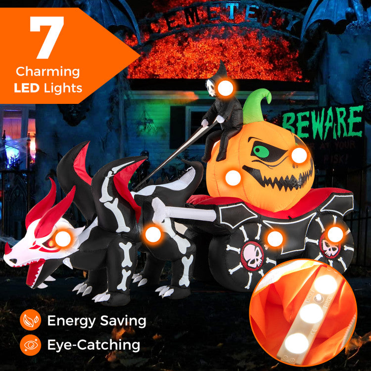 Inflatable LED Halloween Carriage with Skeleton Dragon