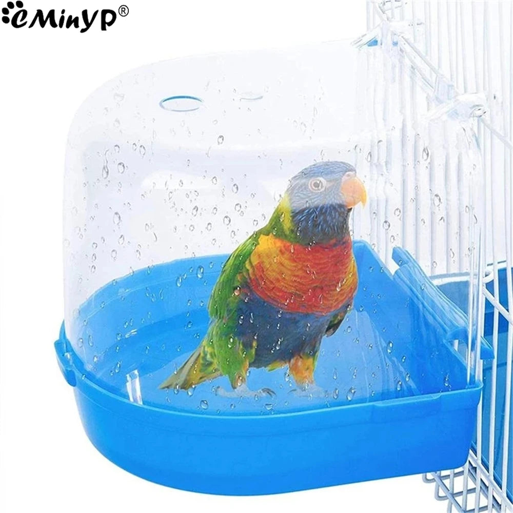 Shower Box Hanging Bird Bath Cube Parrots Cage Accessory