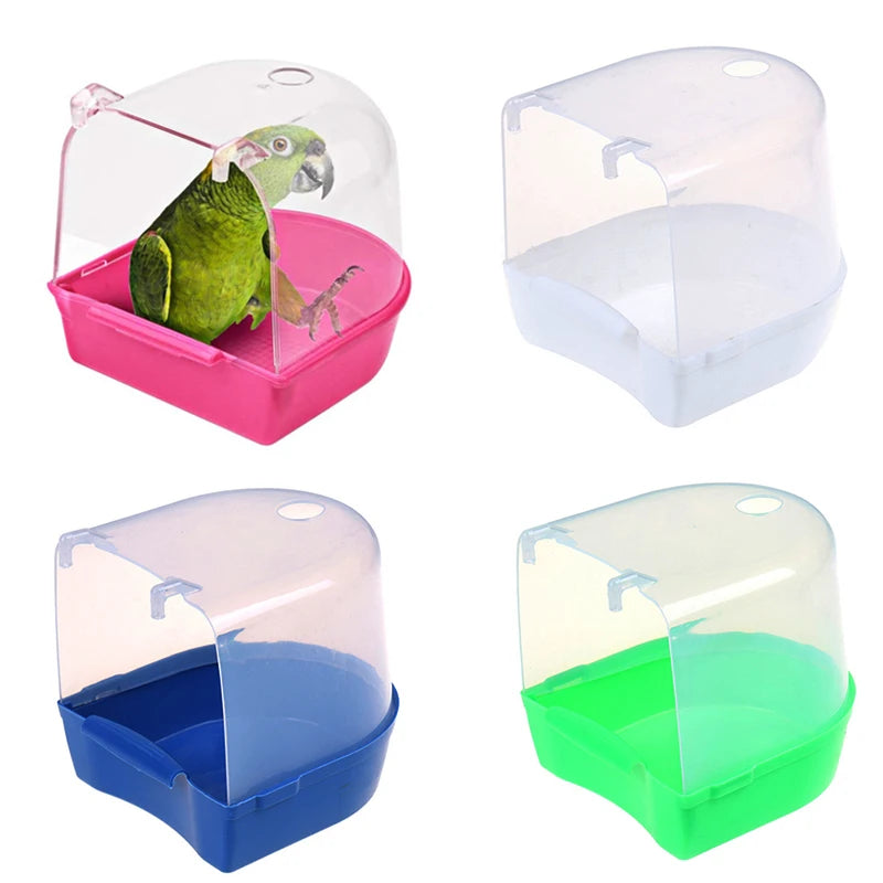 Shower Box Hanging Bird Bath Cube Parrots Cage Accessory