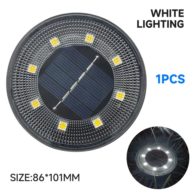 IP68 Waterproof LED Outdoor Solar Power Ground Light Lighting Control Path Deck Lights Yard Driveway Lawn Garden Decoration Lamp (White Light-1 PCS)