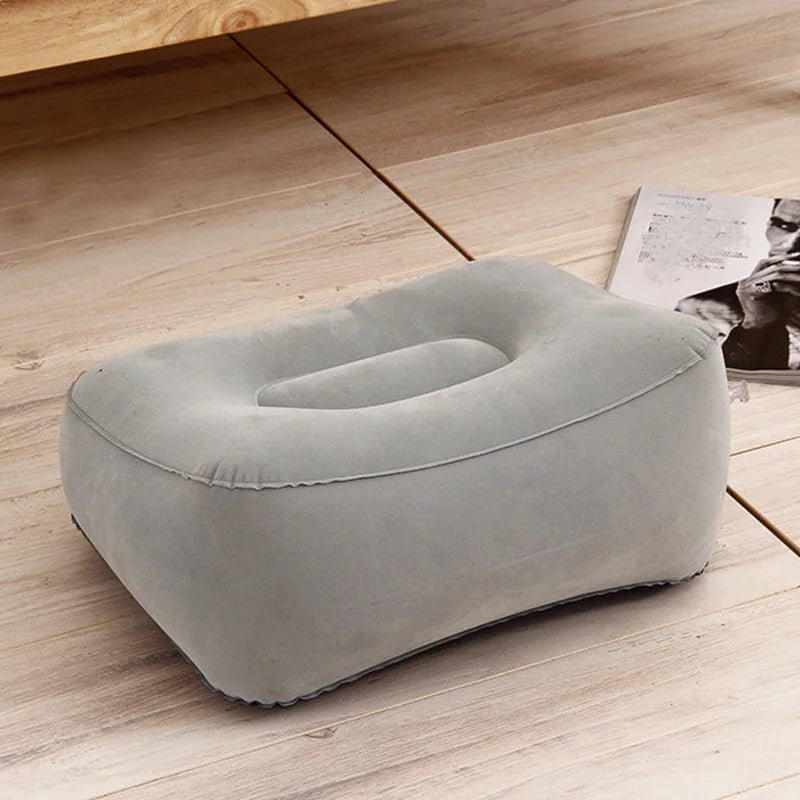 Inflatable Foot Rest Pillow for Travel, Office, Home, Leg Rest, Relaxation (37x30cm, Gray)