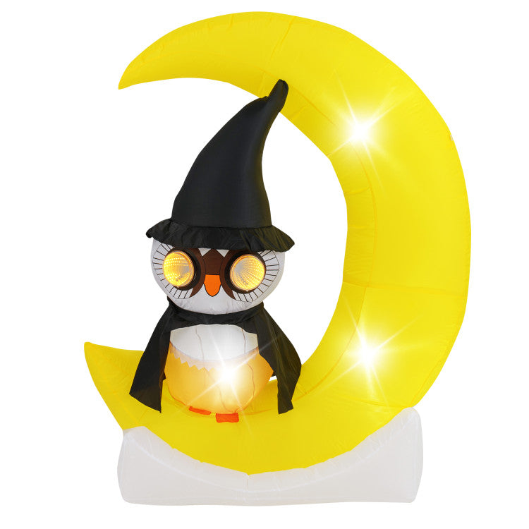 Inflatable Giant LED Owl on Moon Halloween Decoration