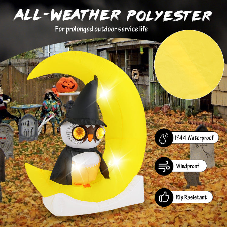 Inflatable Giant LED Owl on Moon Halloween Decoration