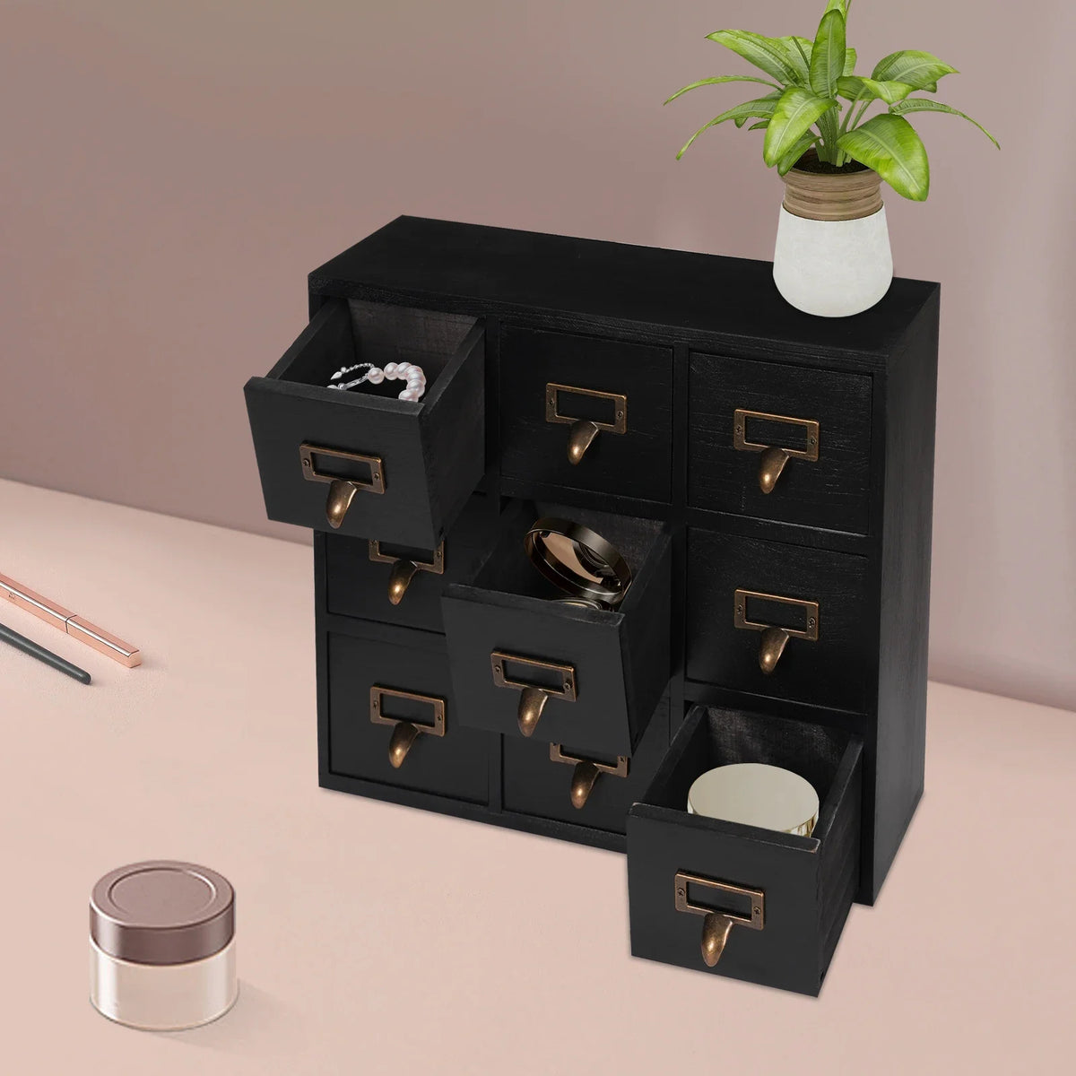 Rustic 9-Drawer Apothecary Cabinet