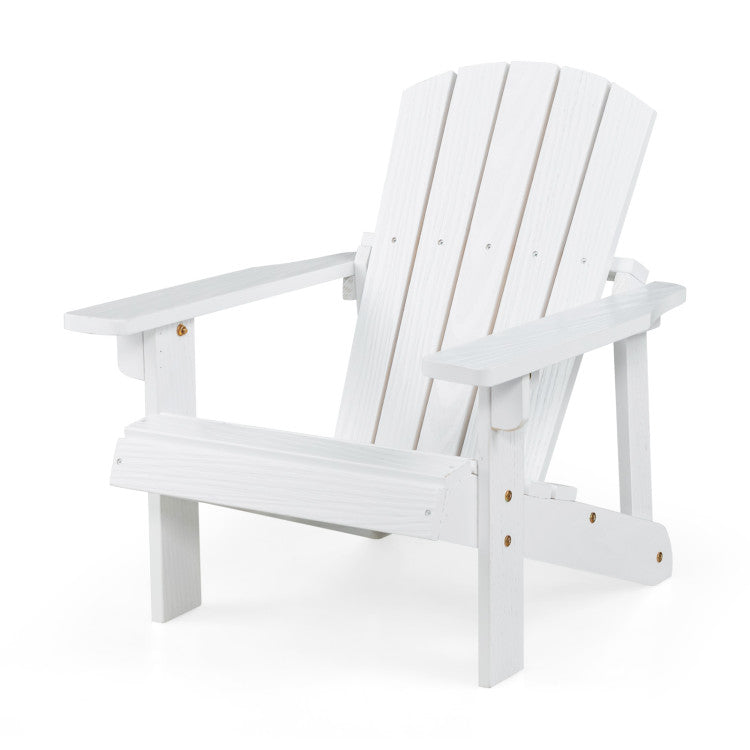 Kid's Adirondack Chair with High Backrest and Arm Rest, White