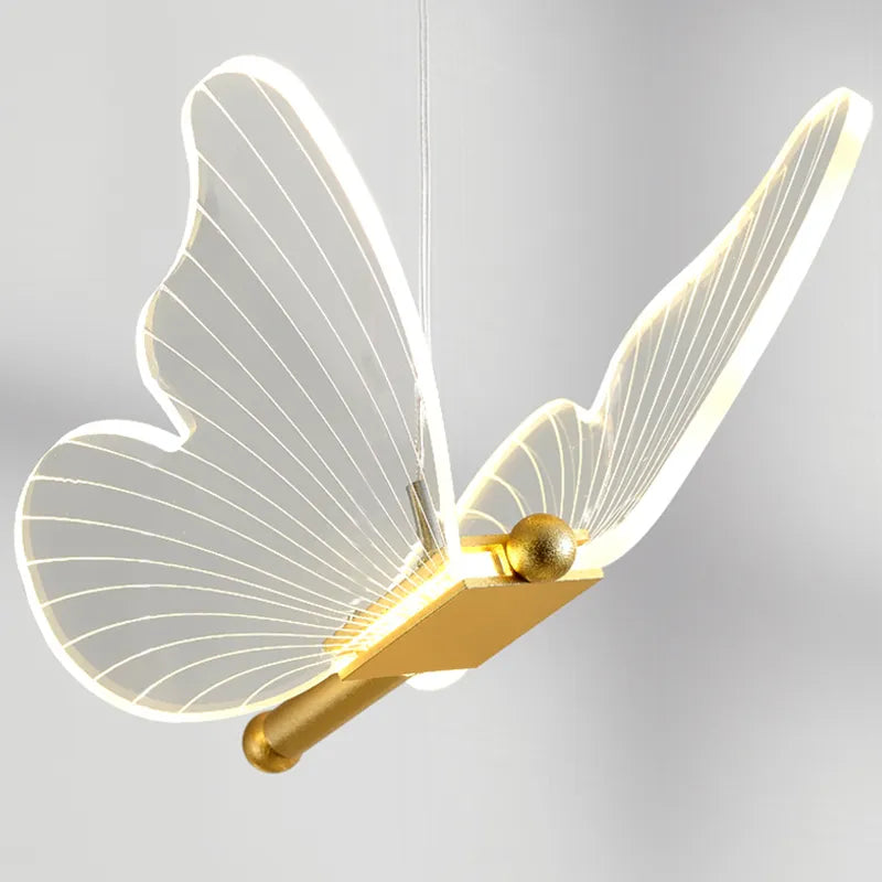 LED Butterfly Pendant Light Fixture With Switch 1 Piece, 3 Color Dimmable Hanging Lamp for Kitchen Home Decor