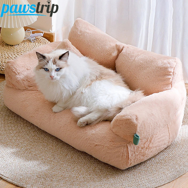 Cat Bed Sofa Winter Warm Cat Nest Pet Bed for Small Medium Dogs Cats Comfortable Plush Puppy Bed Pet Supplies, Pink