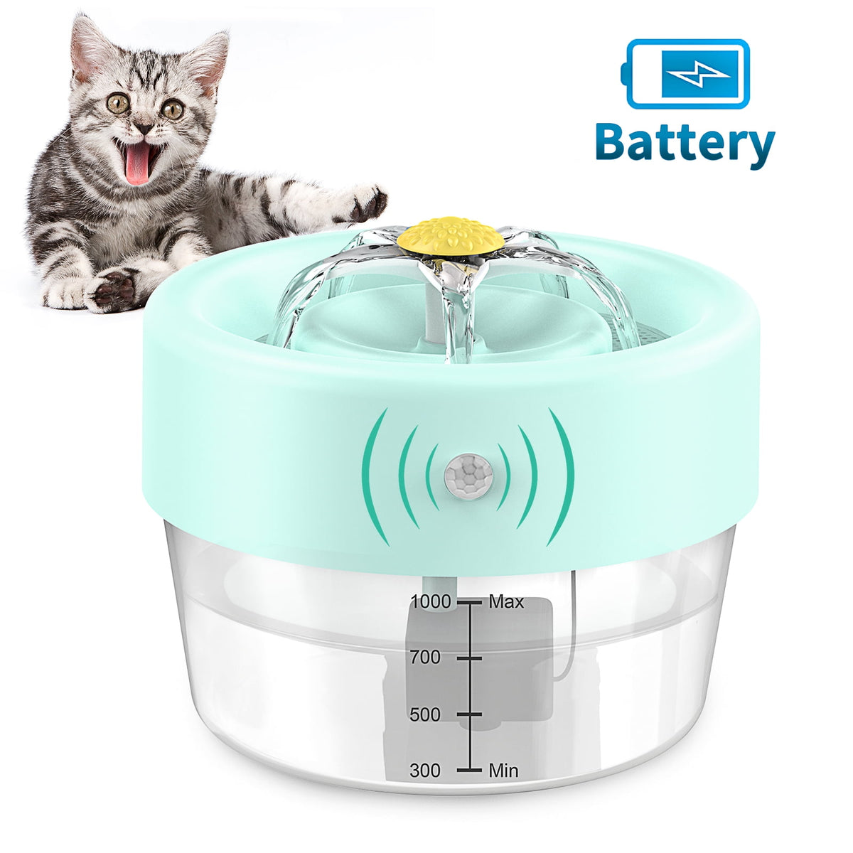 Pet Water Fountain Cat Dog 1000mAh Battery 35oz Automatic Pet Drinking
