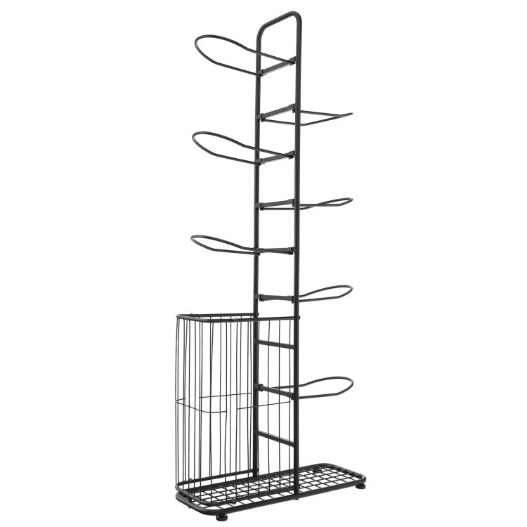 Metal Basketball Holder 7 Hanging Rods Side Ball Basket