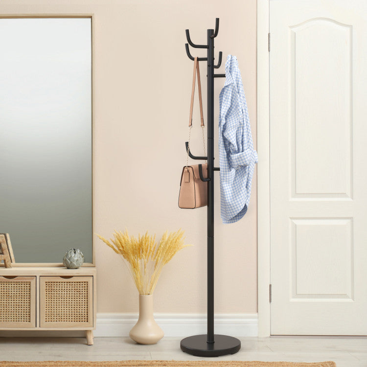 Freestanding Metal Coat Rack Stand with 8 Hooks