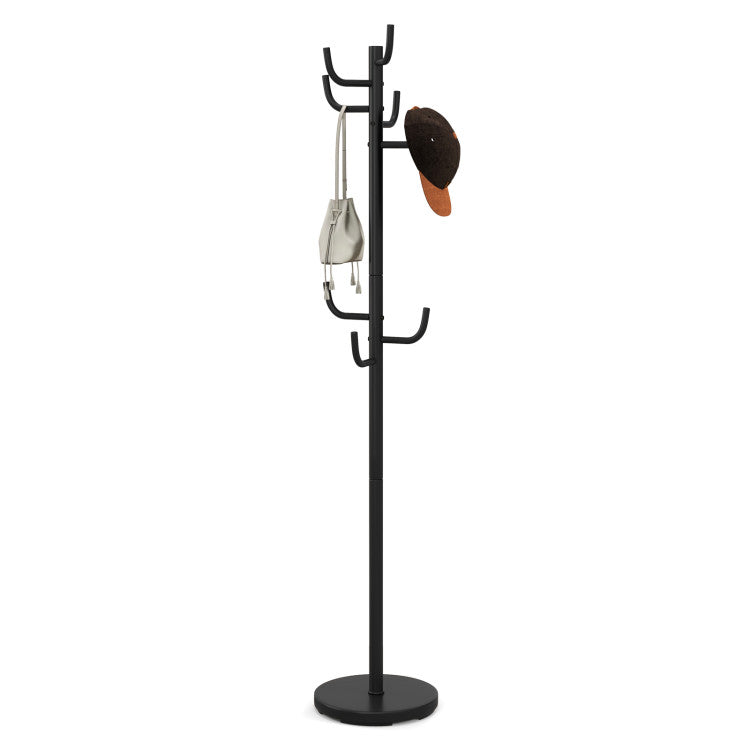 Freestanding Metal Coat Rack Stand with 8 Hooks