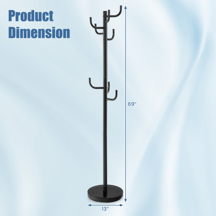 Freestanding Metal Coat Rack Stand with 8 Hooks