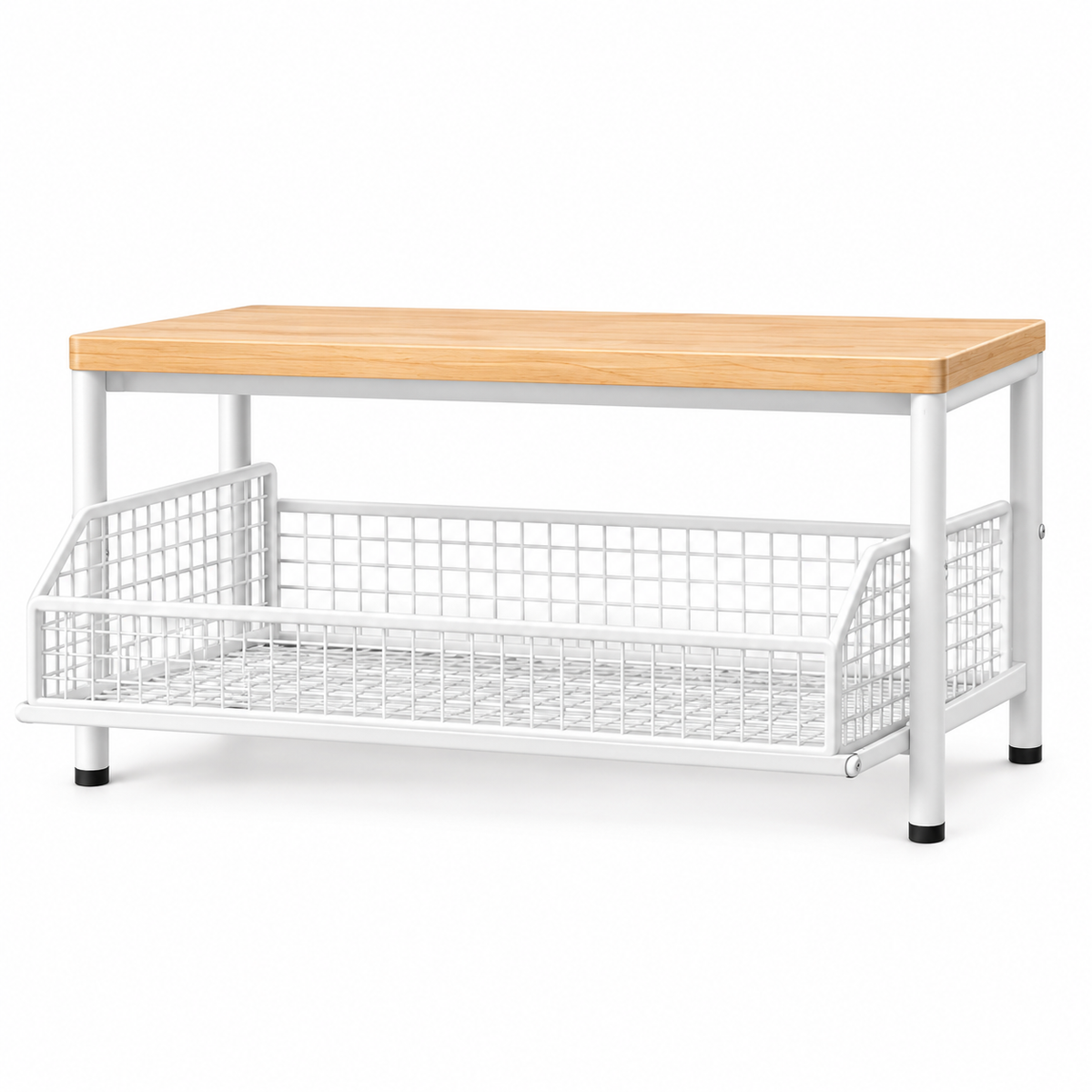 Kitchen Microwave Stand with Drawer – Multifunctional Countertop Storage Rack (White)