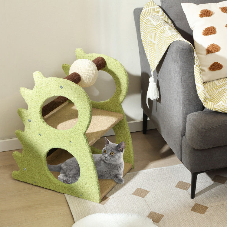 2-Tier Modern Cat Tree with Sisal Scratching Ball