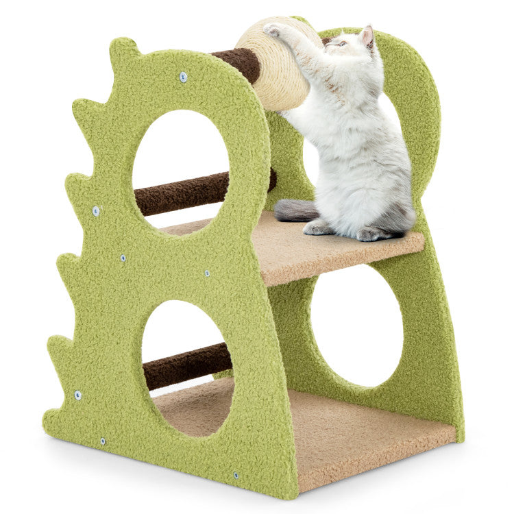 2-Tier Modern Cat Tree with Sisal Scratching Ball