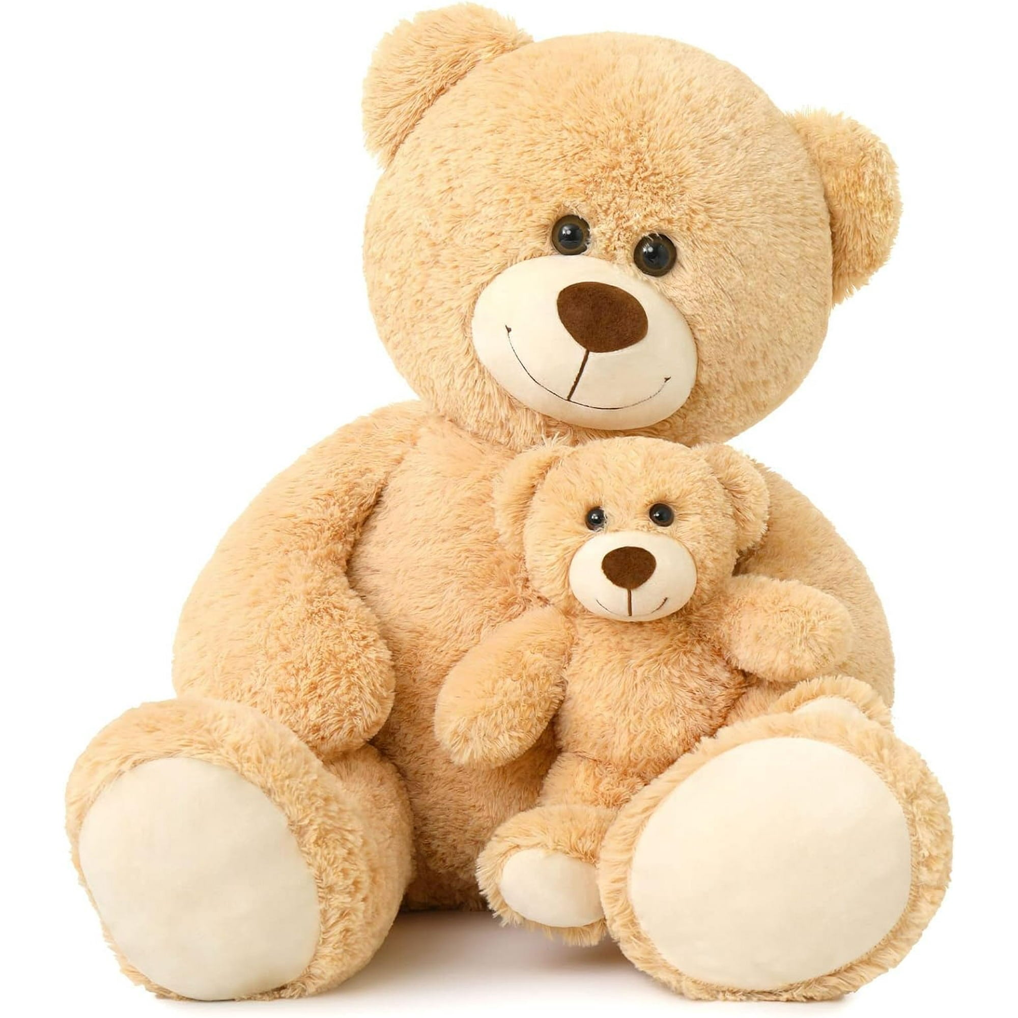 39" Giant Teddy Bear Mommy and Baby Soft Plush Bear Stuffed Animal, Light Brown