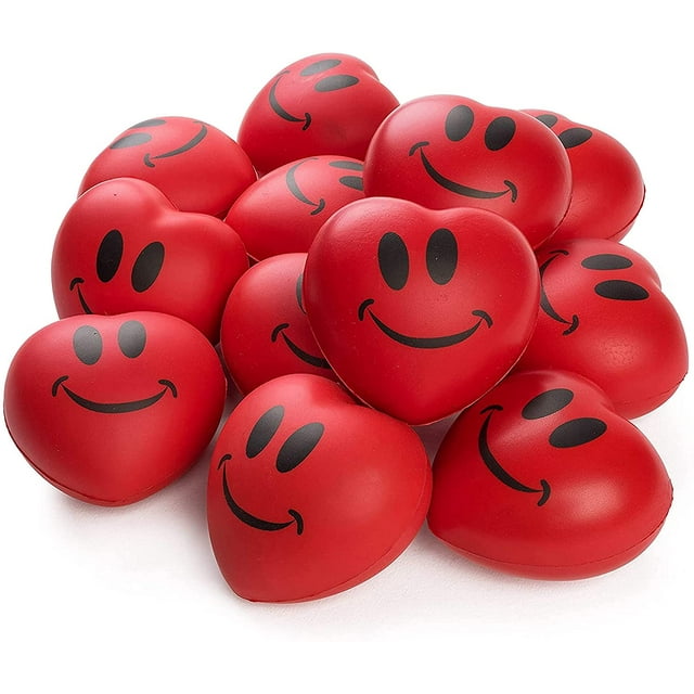 Set of 12 of Heart Stress Balls for Valentines Day Red Hearts