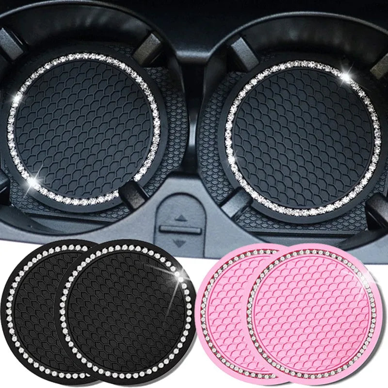 New Bling Rhinestone Cup Holder Drink Pad Interior Decoration Cute Anti-slip Round Durable Mat Coaster