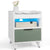 Modern Nightstand with LED Lights Sliding Drawer and Open Compartment