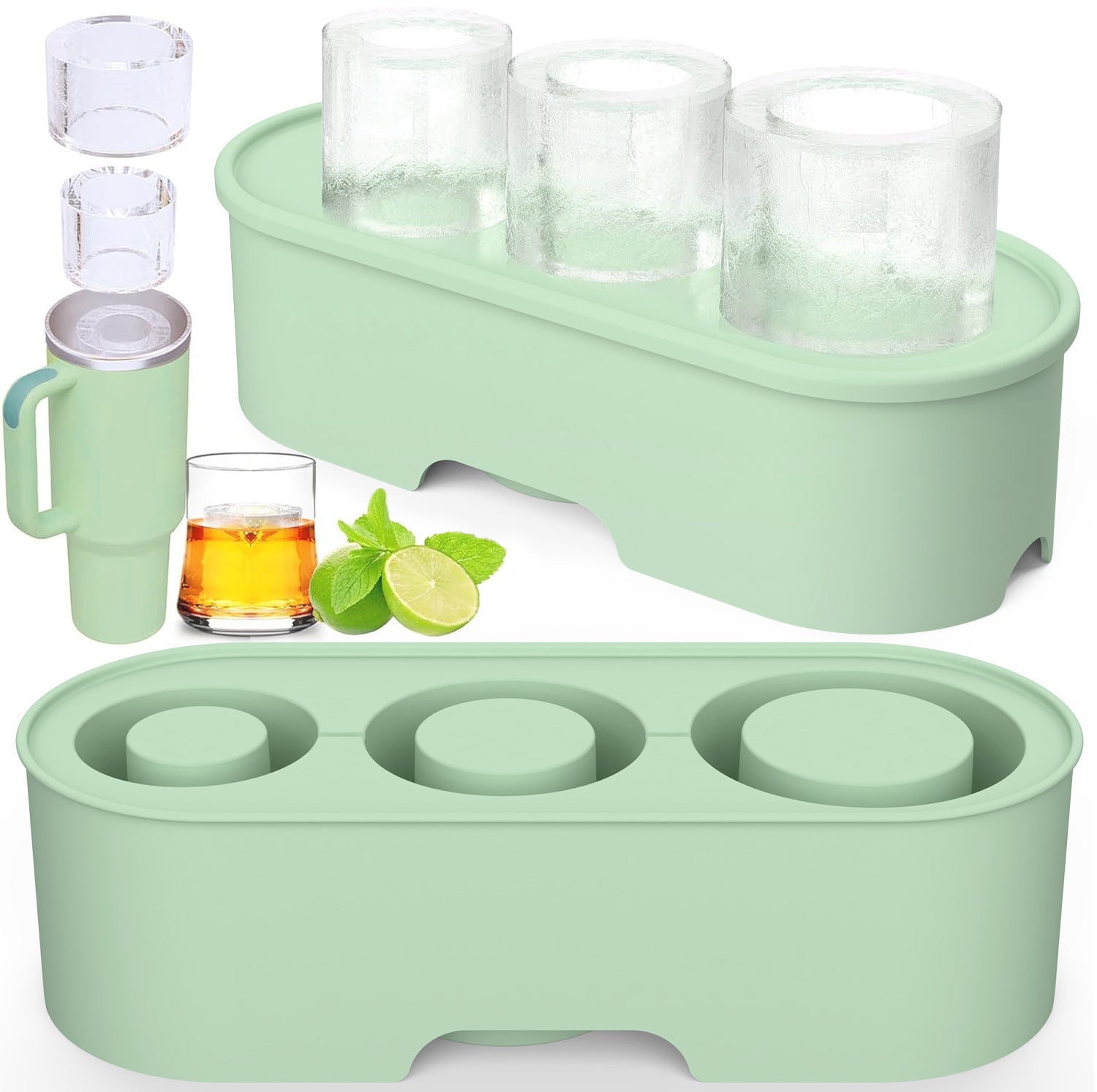 Stanley Ice Grid Mold Silicone Ice Cube Tray with Box Easy Release Silicone Ice Grid (Mint Color)