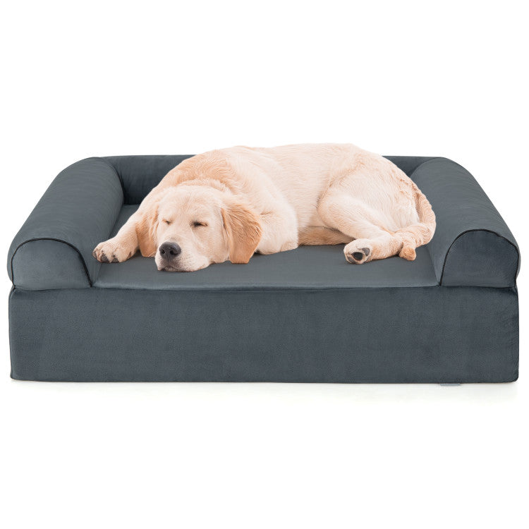 Memory Foam Dog Bed Orthopedic with Headrest for Large Dogs