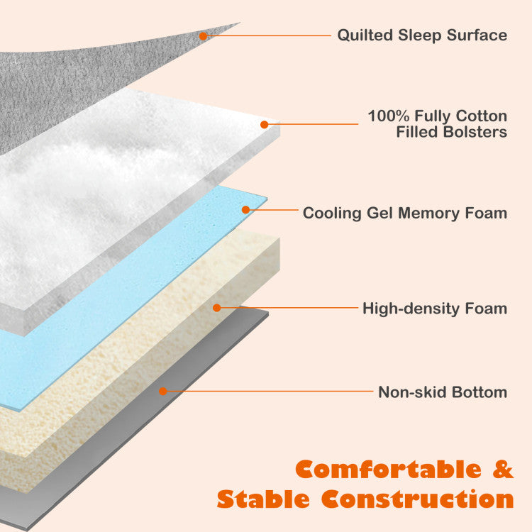Memory Foam Dog Bed Orthopedic with Headrest for Large Dogs